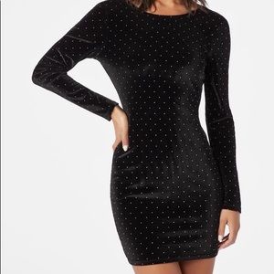Velvet Dotted Bodycon Dress